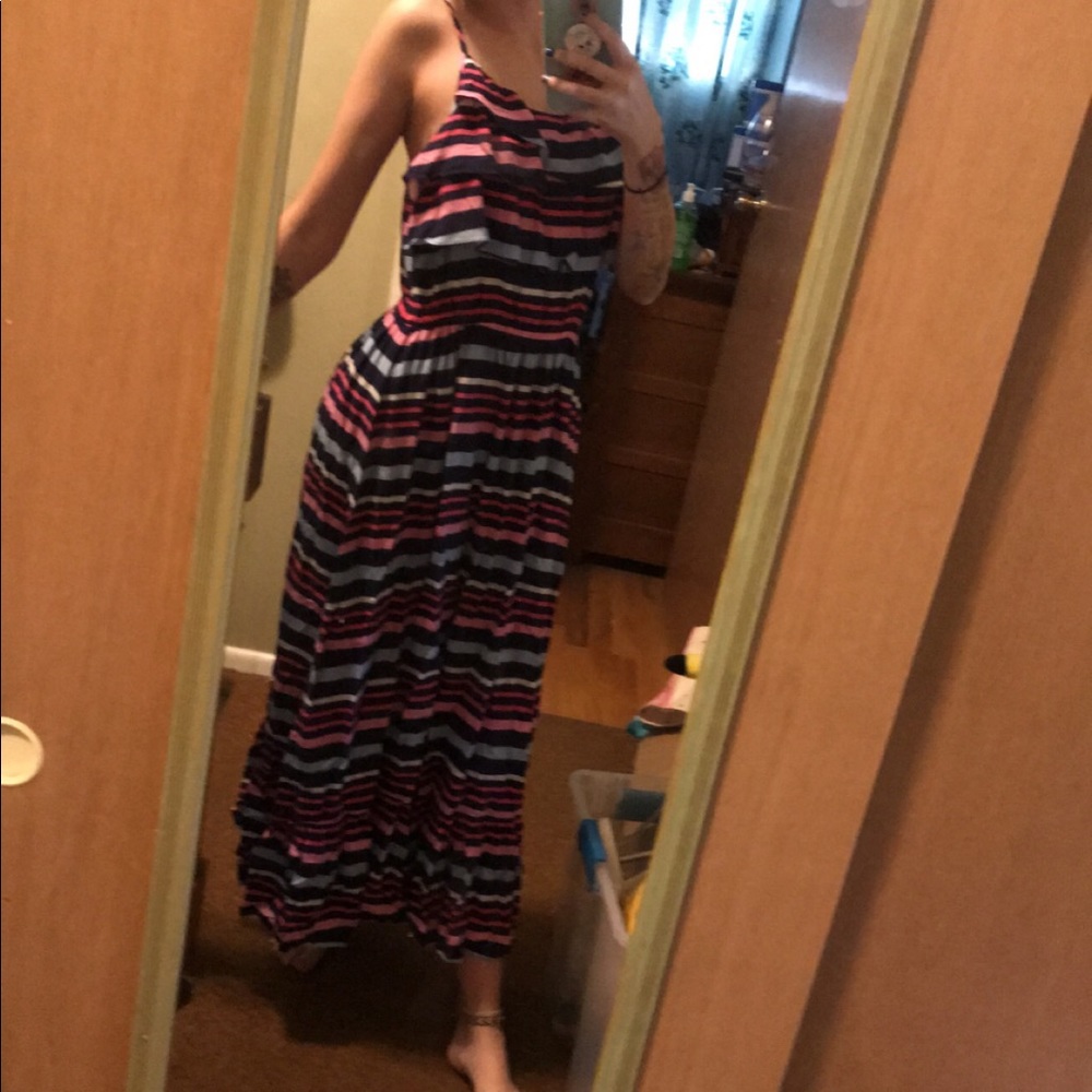 Pink blue and navy maxi summer dress!